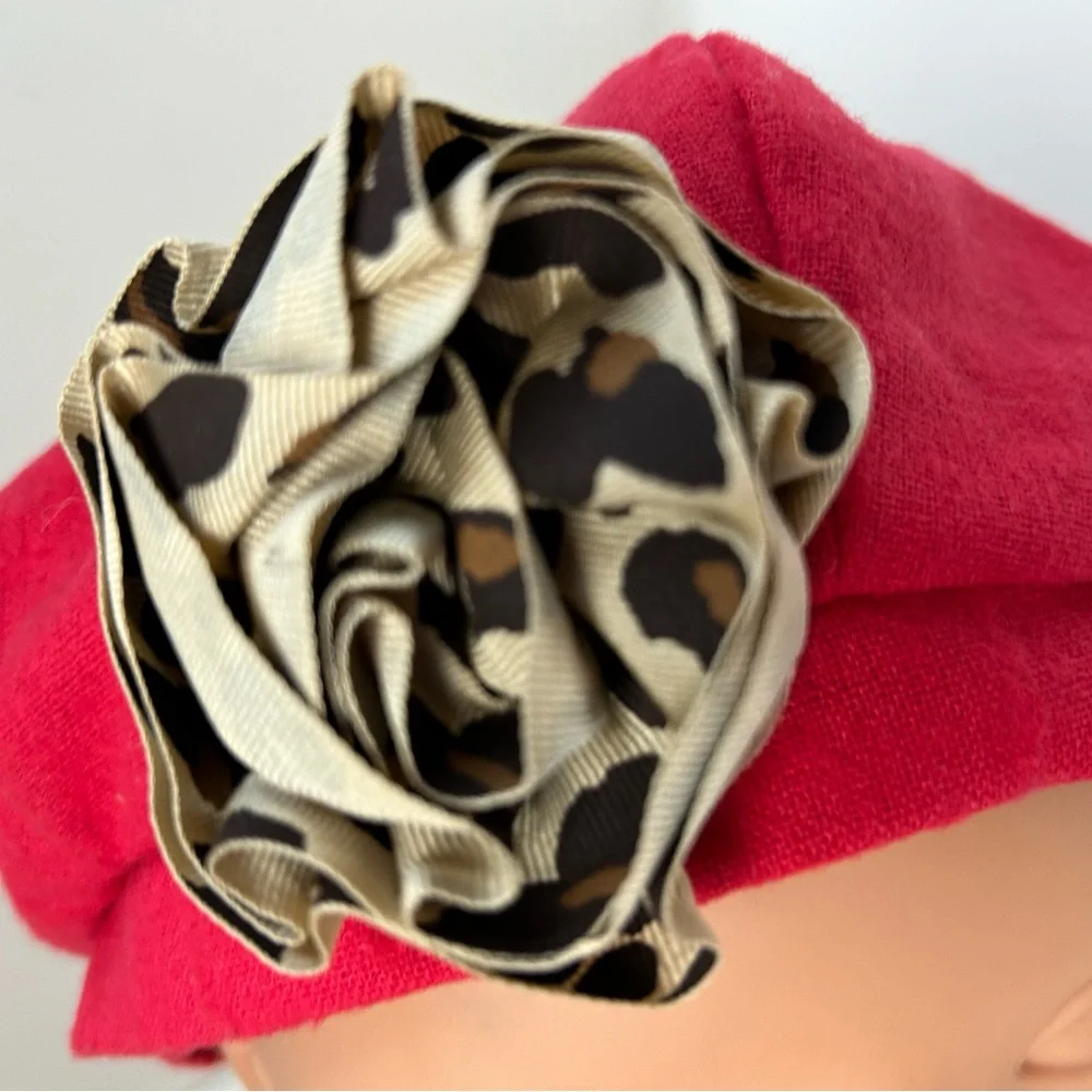 Gymboree Pink Barret Cap‎ with Tan Flower 8 and Up